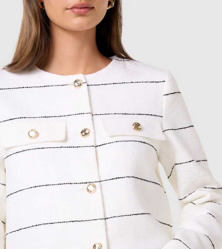 forever new  LILA Striped Long Sleeves Boucle Jacket for Women | Best Price UAE